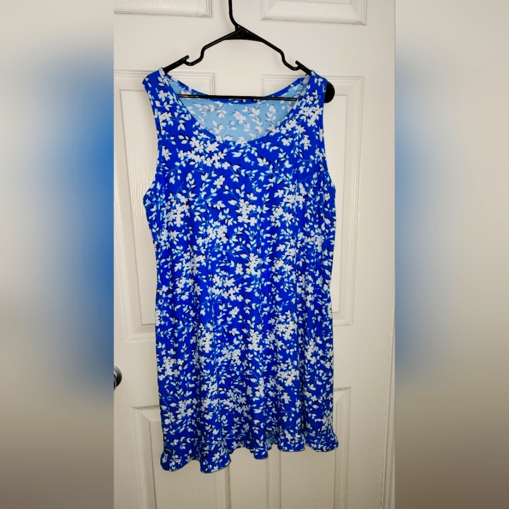 Blue and white floral dress